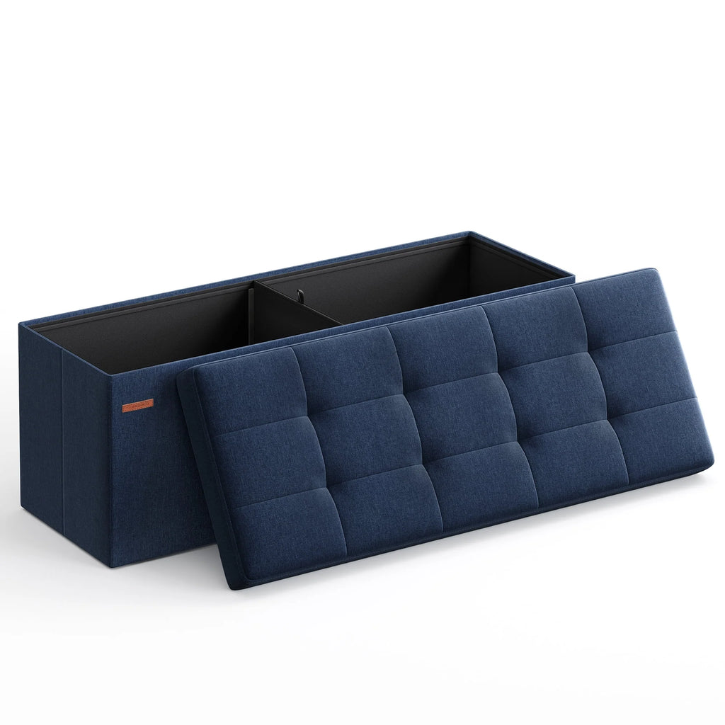 Navy Blue Storage Ottoman Bench N954