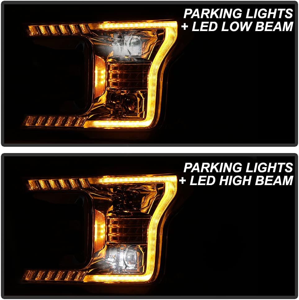 Halogen Chrome Amber LED Projector Headlights X816635