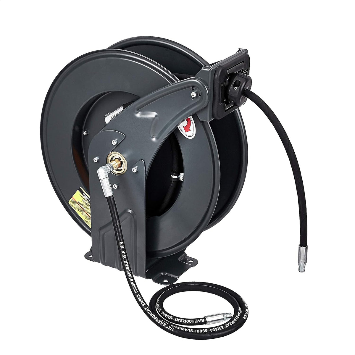 Retractable Heavy Duty Grease Hose Reel 1/4" x 50' High Pressure Hose 5800 PSI Q7425