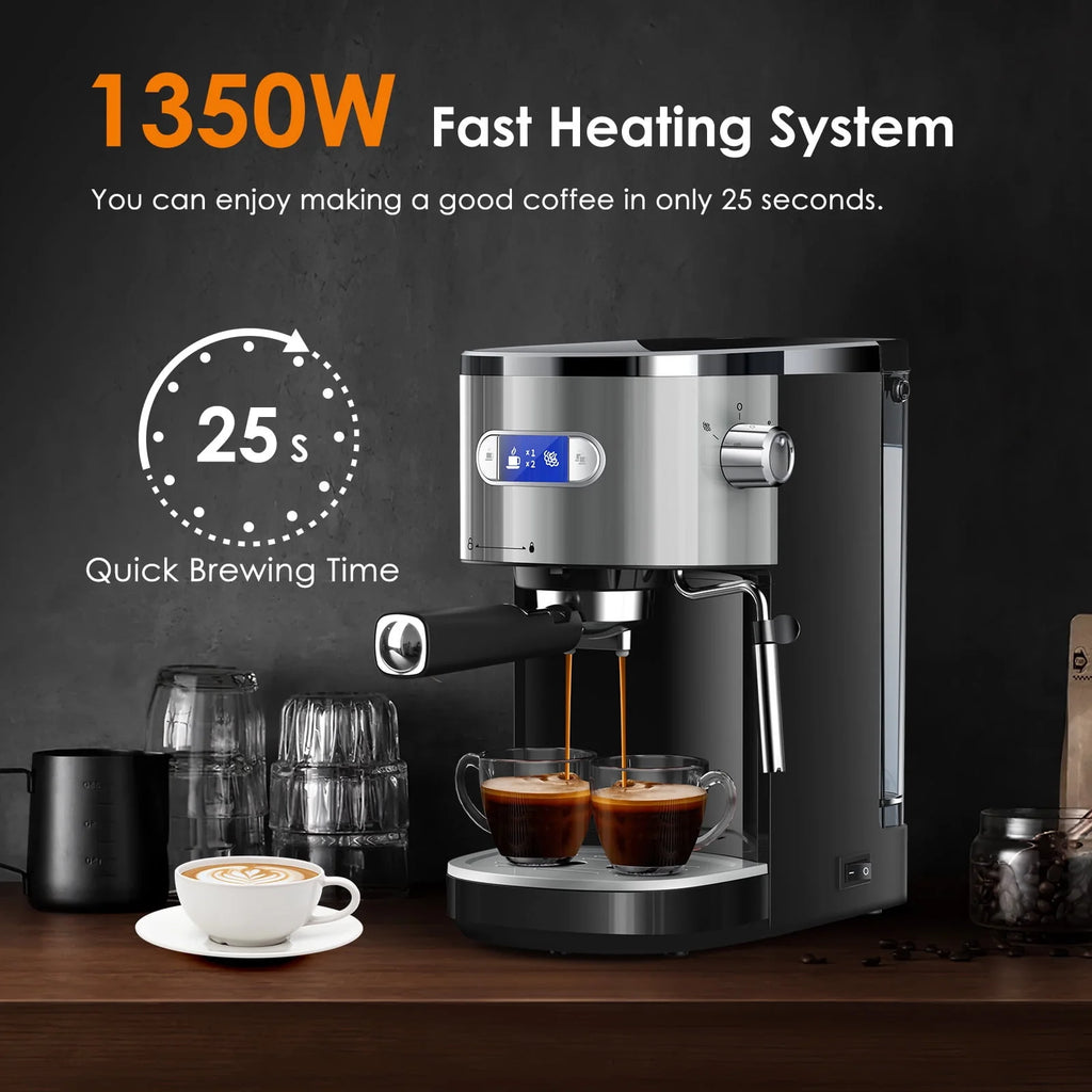 Espresso Machine with Milk Frother Steam Wand, 20 Bar Pump Stainless Steel K761770