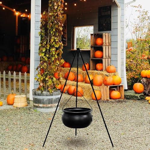 Large Witch Cauldron with Tripod Stand and Eyeballs Lights G926488