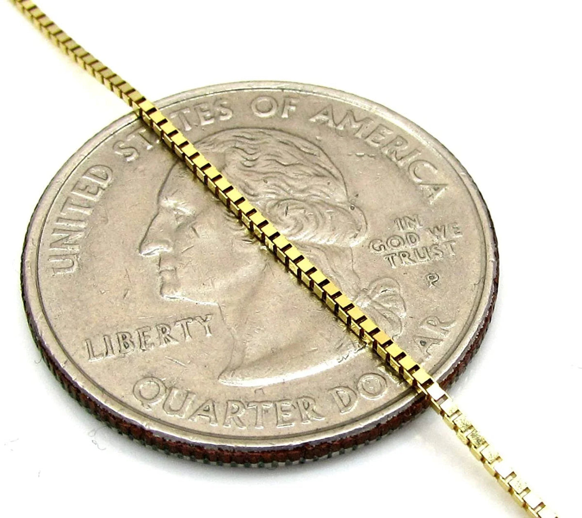 14K Yellow Gold 1mm Box Pendant Chain Necklace B4120