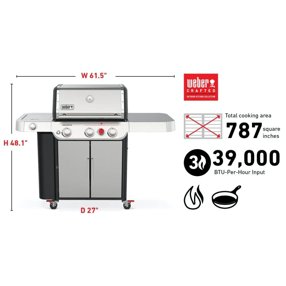 3-Burner LP Gas Grill Stainless Steel J615022
