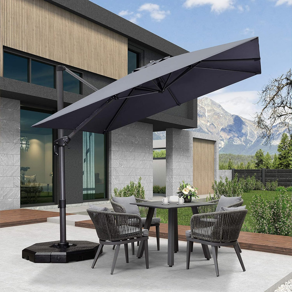 Beige 9' X 11.5' Rectangle Cantilever Patio Umbrella B97836
