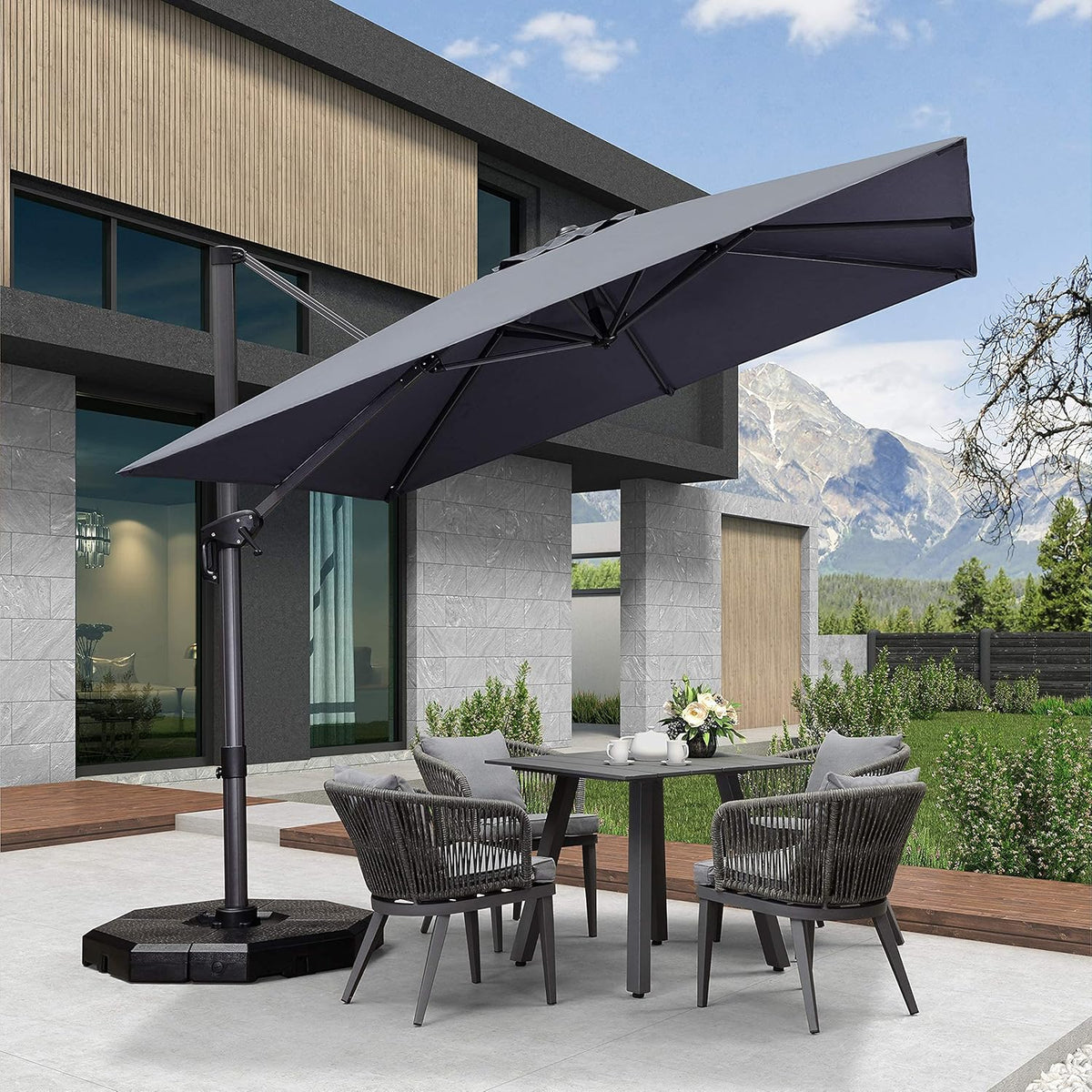 Beige 9' X 11.5' Rectangle Cantilever Patio Umbrella B97836