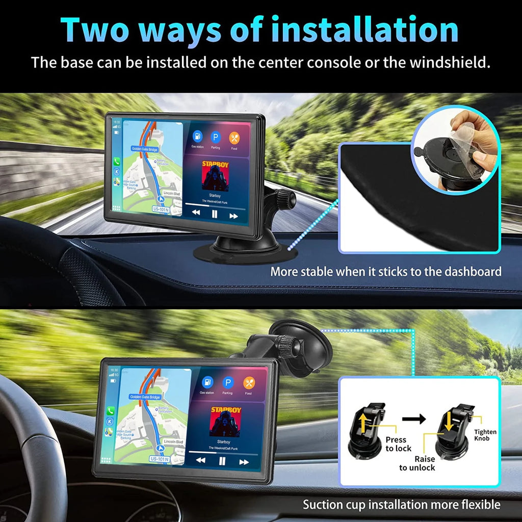 Portable Wireless Car Stereo, 7 Inch FHD Touchscreen, Backup View Camera, Apple CarPlay & Android Auto U276269