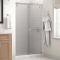Frameless Sliding Shower Door in Chrome with Rain Glass W409150