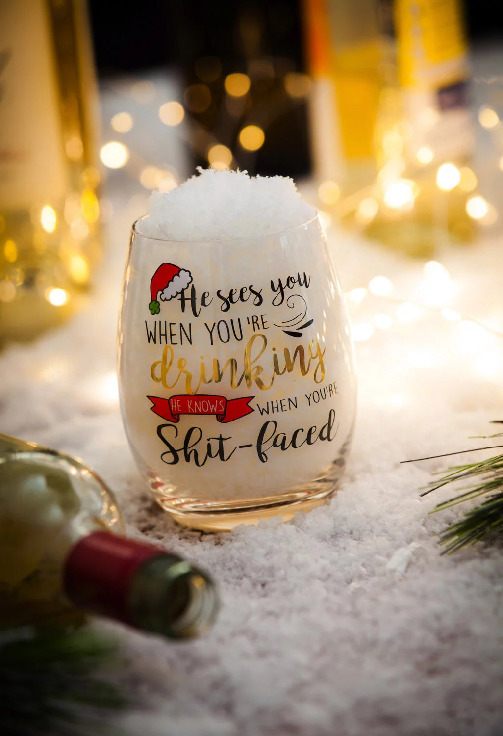 Stemless Wine Glass with Metallic Accents E90701
