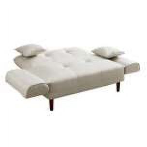 Beige Upholstered Sofa Bed with 2 Pillows P4413