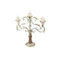 White Metal and Wood Candelabra with 3 Candle Holder Z103