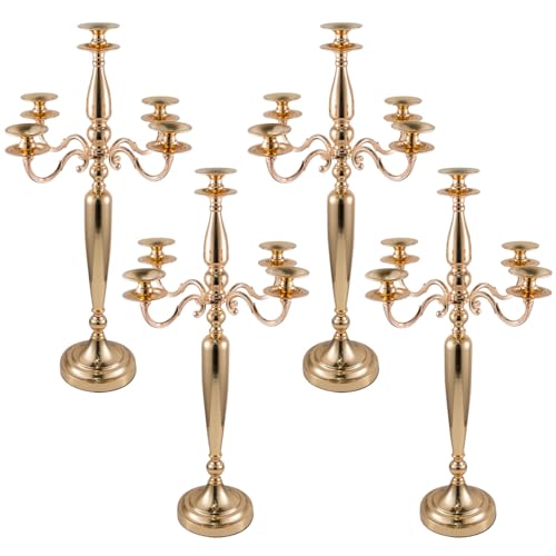Black 4Pcs Metal Candelabra Candle Holder Y5821