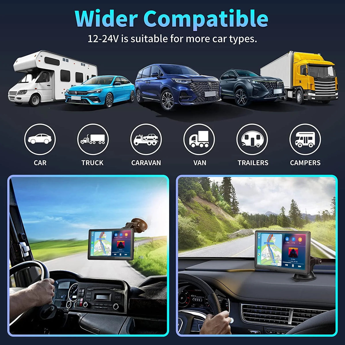 Portable Wireless Car Stereo, 7 Inch FHD Touchscreen, Backup View Camera, Apple CarPlay & Android Auto U276269