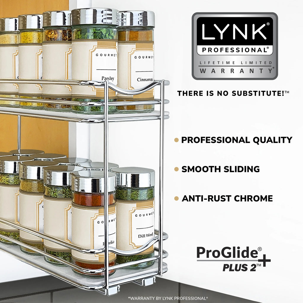 Chrome Double Pull Out Spice Rack Organizer for Cabinet O893286