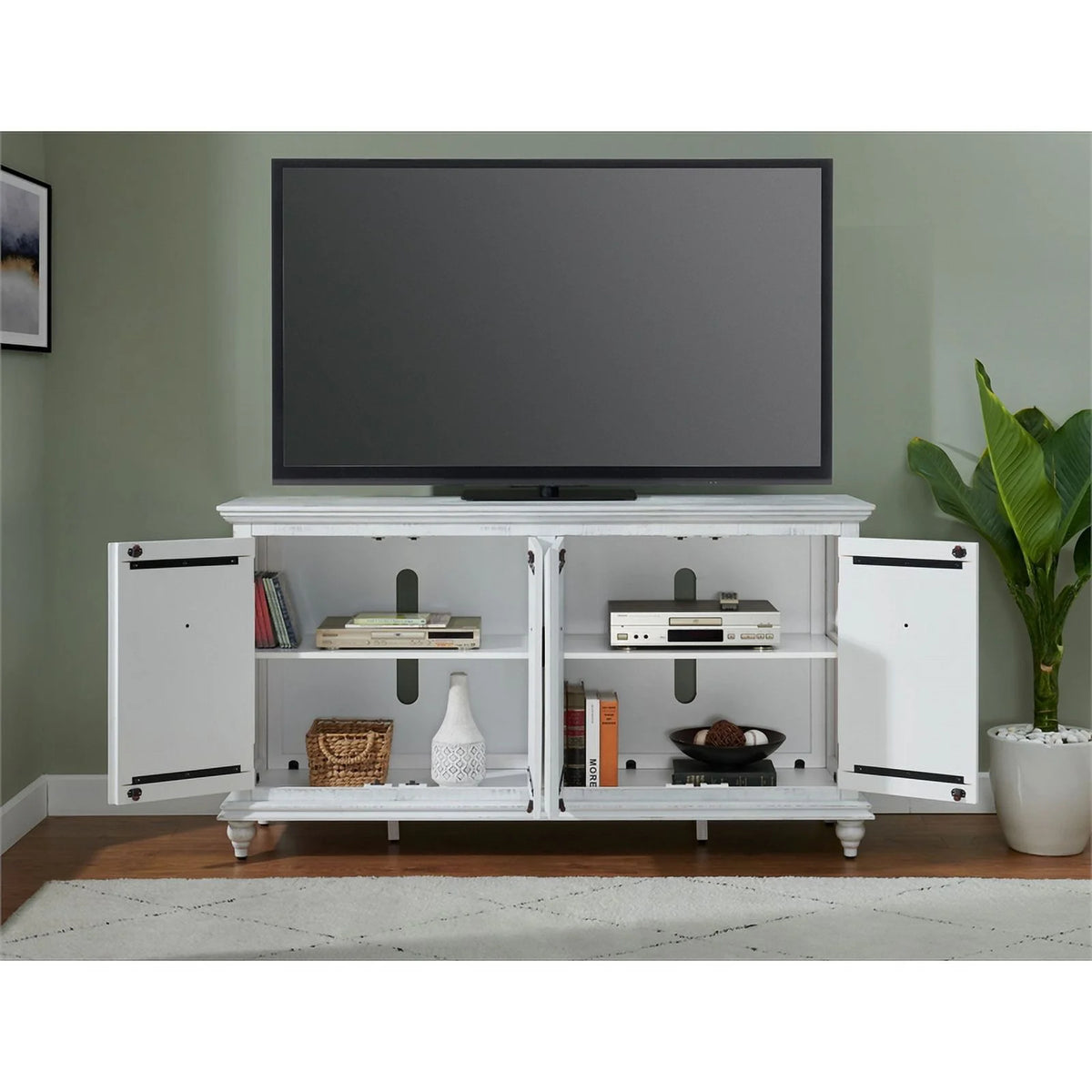 White Solid Wood 65" TV Stand N214835