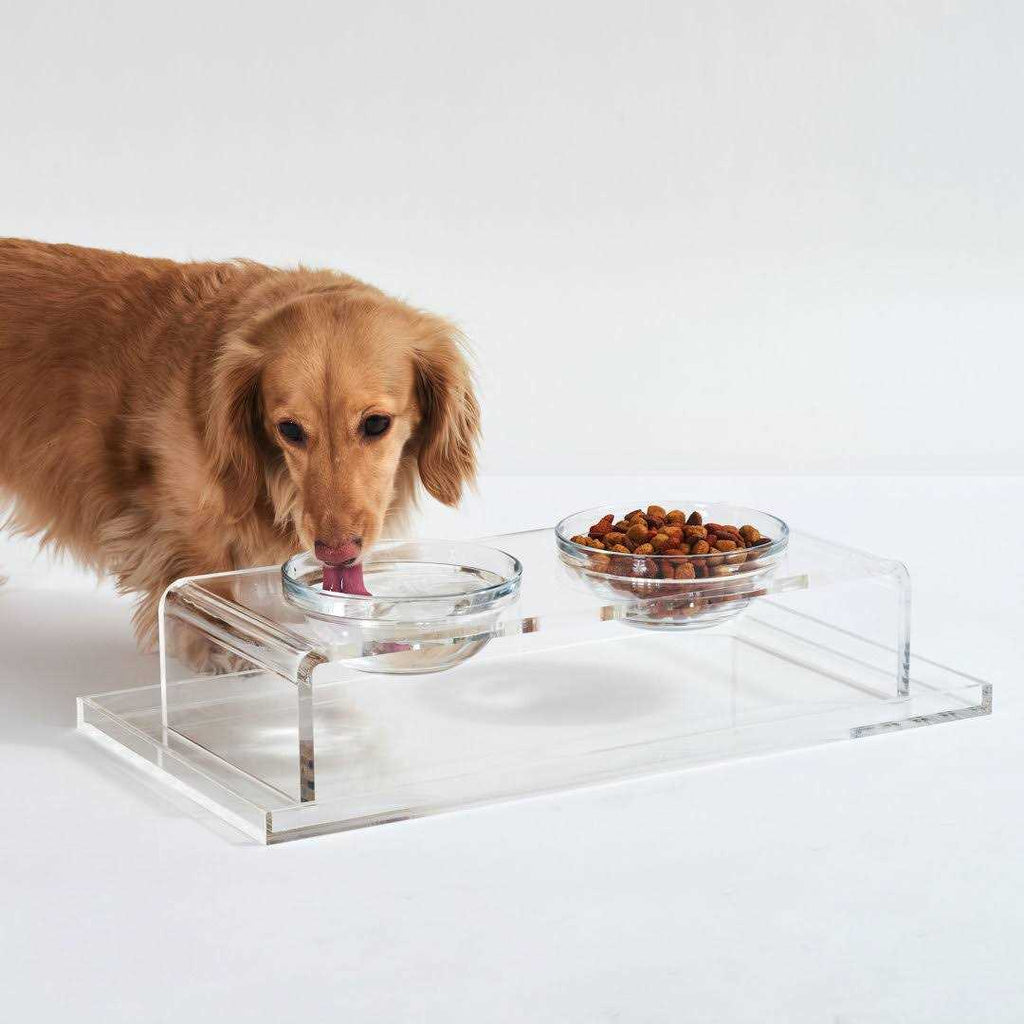 Clear Elevated Glass Bowl Feeder F75894