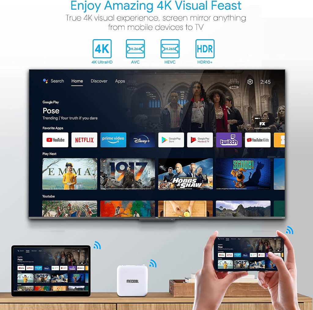 2GB 8GB Android 10.0 TV Box with 4K HDR WiFi F9888