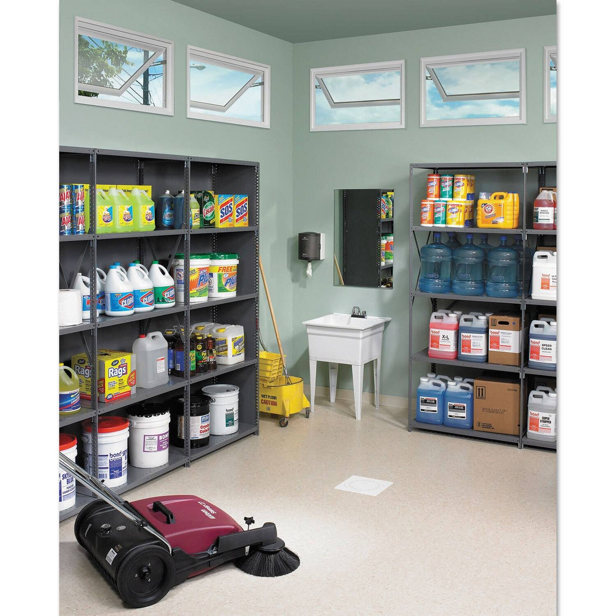 Closed Commercial Steel Shelving Five-Shelf 36W x 18D x 75H Medium Gray E73442