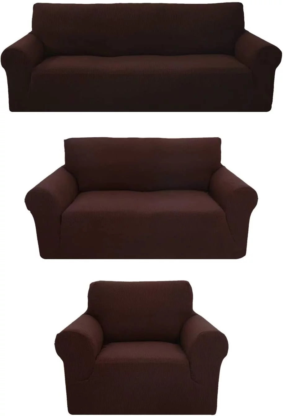 3-Piece Brushed Polyester Spandex SlipCover Set for Sofa Loveseat Couch Arm Chair Z273695