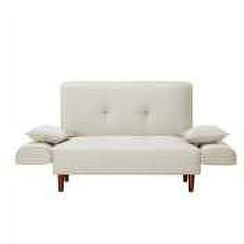 Beige Upholstered Sofa Bed with 2 Pillows P4413